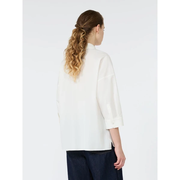 Max Mara Giralda Boxy Cotton Poplin Shirt in White | Shirts | Luxury Shoes 