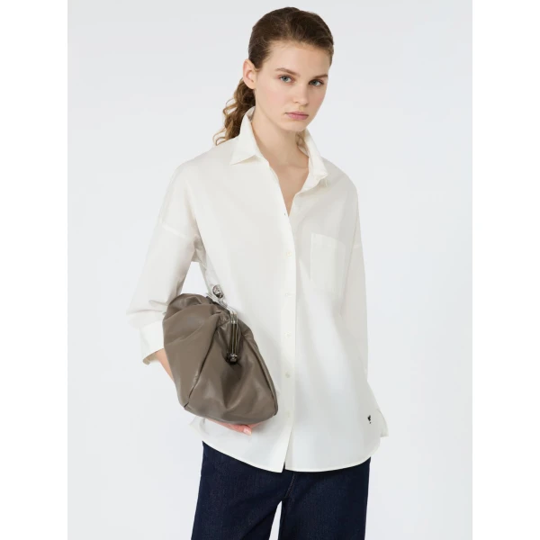 Max Mara Giralda Boxy Cotton Poplin Shirt in White | Shirts | Luxury Shoes 
