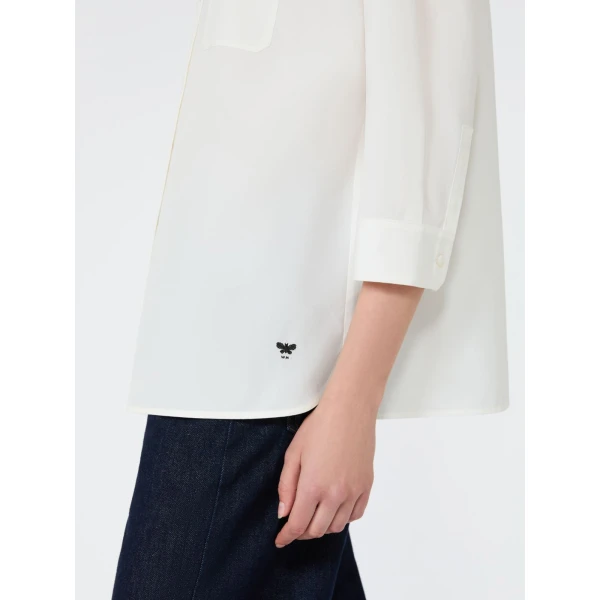 Max Mara Giralda Boxy Cotton Poplin Shirt in White | Shirts | Luxury Shoes 