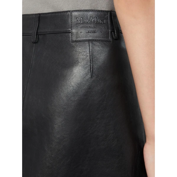 Max Mara Gita Nappa Leather A-Line Skirt in Black | Leather Skirts | Luxury Shoes 