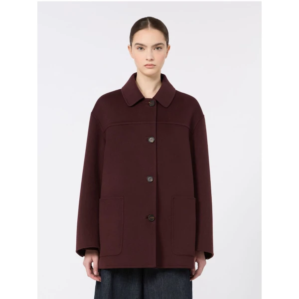 Max Mara Giugno Wool Drap Short Coat in Dark Red | Wool Coat | Luxury Shoes 