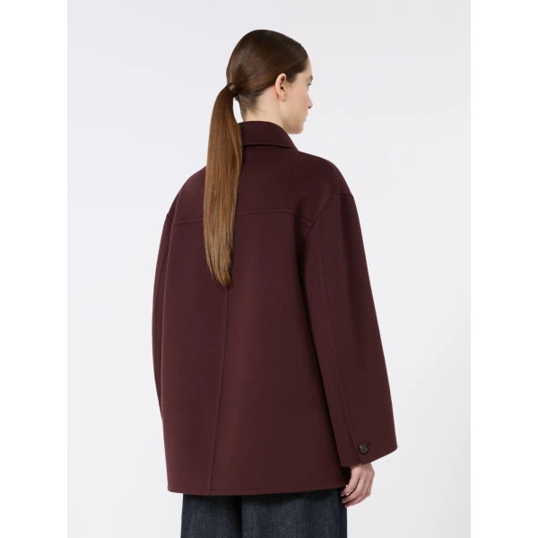 Max Mara Giugno Wool Drap Short Coat in Dark Red | Wool Coat | Luxury Shoes 