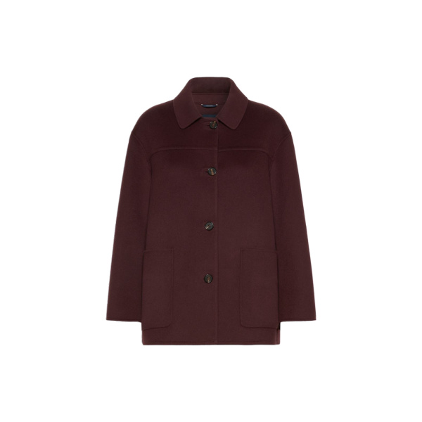 Max Mara Giugno Wool Drap Short Coat in Dark Red | Wool Coat | Luxury Shoes 