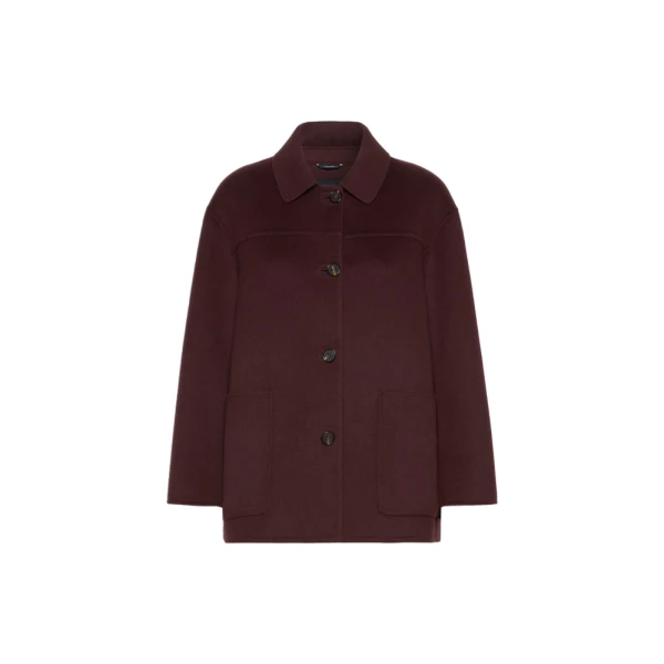 Giugno Wool Drap Short Coat in Dark Red