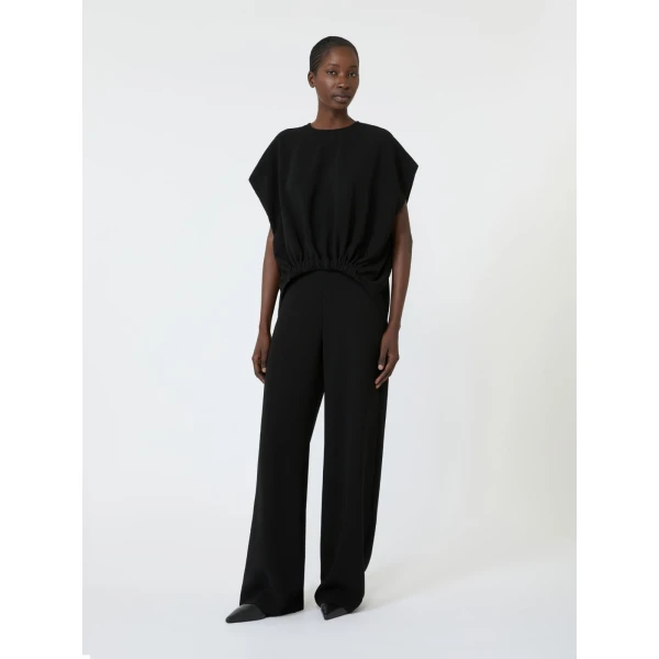 Max Mara Giunto Boxy Compact Cady Blouse in Black | Blouse | Luxury Shoes 
