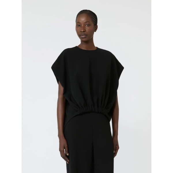 Max Mara Giunto Boxy Compact Cady Blouse in Black | Blouse | Luxury Shoes 