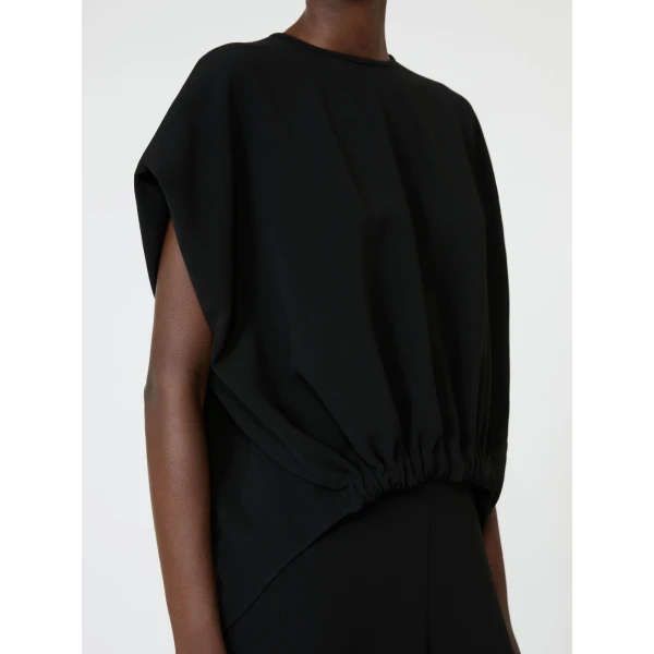 Max Mara Giunto Boxy Compact Cady Blouse in Black | Blouse | Luxury Shoes 