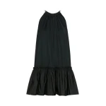 Max Mara Giunto Short Pleated Taffeta Dress in Black | Mini Dresses | Luxury Shoes 