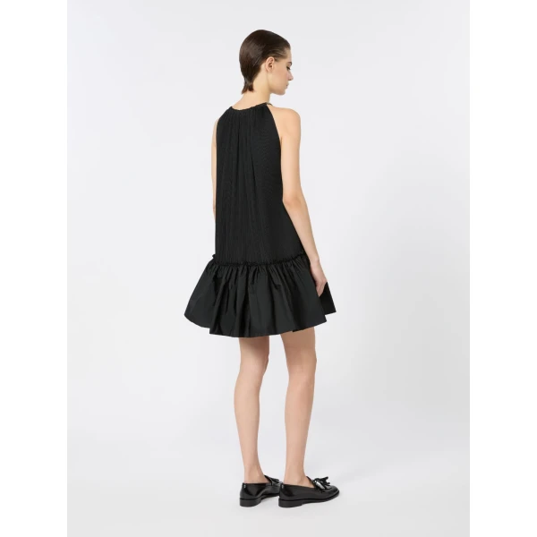 Max Mara Giunto Short Pleated Taffeta Dress in Black | Mini Dresses | Luxury Shoes 