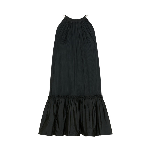 Max Mara Giunto Short Pleated Taffeta Dress in Black | Mini Dresses | Luxury Shoes 
