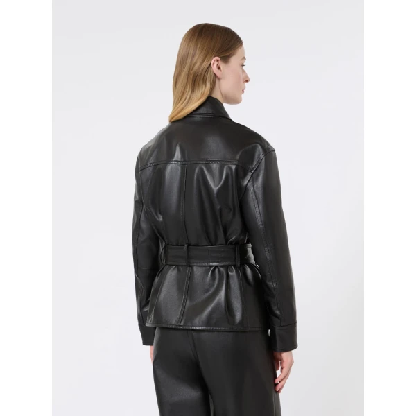 Max Mara Giusto Belted Nappa Leather Biker Jacket in Black | Leather Jackets | Luxury Shoes 