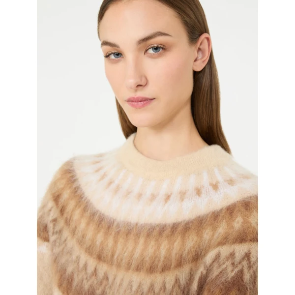 Max Mara Glassa Fair Isle Wool and Mohair Sweater in Ecru | Sweaters | Luxury Shoes 