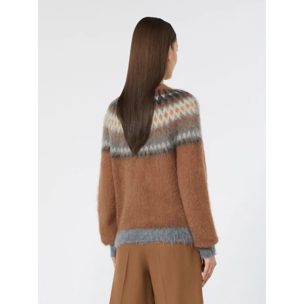Max Mara Glassa Fair Isle Wool and Mohair Sweater in Tobacco | Sweaters | Luxury Shoes 