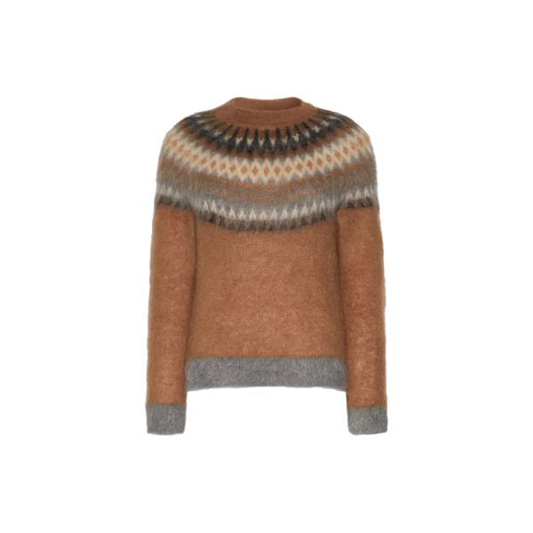Glassa Fair Isle Wool and Mohair Sweater in Tobacco