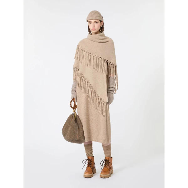 Max Mara Goccia Wool-Blend Tweed Knit Dress in Beige | Midi Dresses | Luxury Shoes 