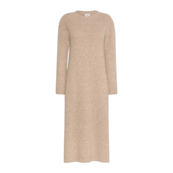 Max Mara Goccia Wool-Blend Tweed Knit Dress in Beige | Midi Dresses | Luxury Shoes 