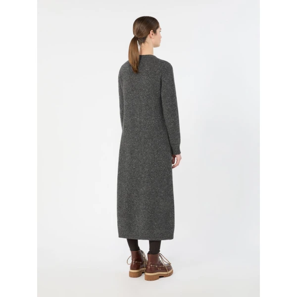 Max Mara Goccia Wool-Blend Tweed Knit Dress in Dark Grey | Midi Dresses | Luxury Shoes 