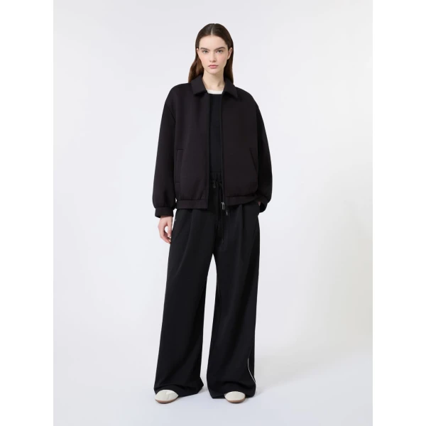Max Mara Godezia Milano-Knit Jersey Wide-Leg Trousers in Black | Wide leg pants | Luxury Shoes 