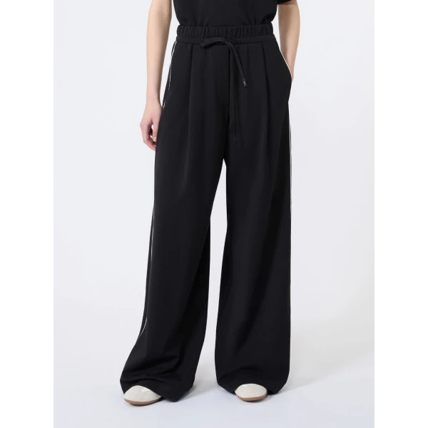 Max Mara Godezia Milano-Knit Jersey Wide-Leg Trousers in Black | Wide leg pants | Luxury Shoes 