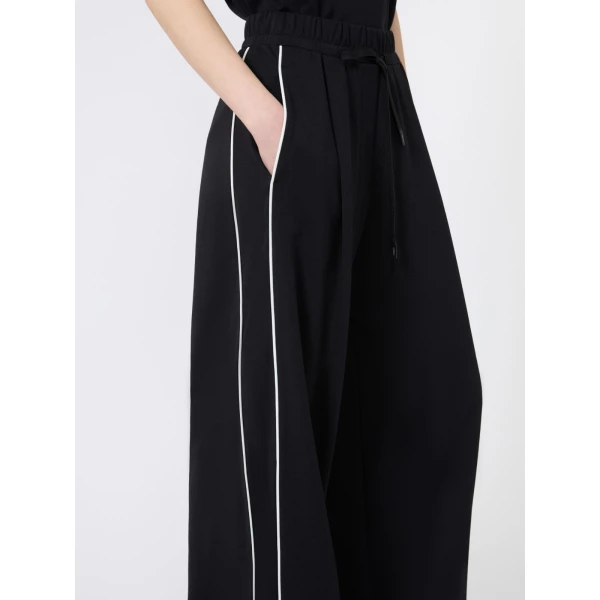 Max Mara Godezia Milano-Knit Jersey Wide-Leg Trousers in Black | Wide leg pants | Luxury Shoes 