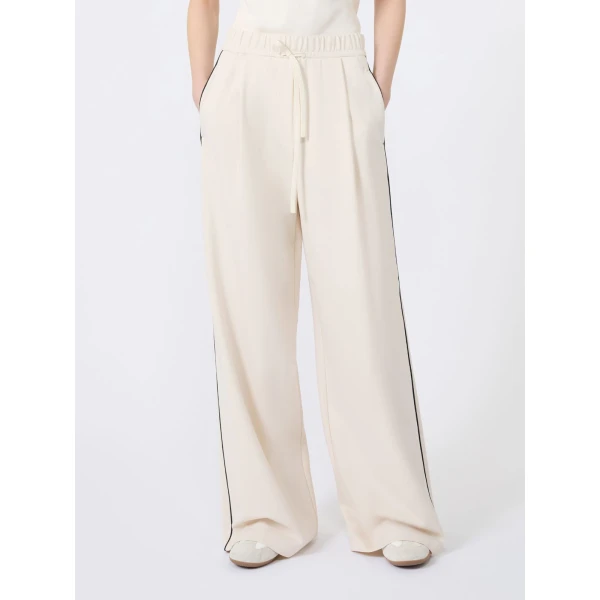 Max Mara Godezia Milano-Knit Jersey Wide-Leg Trousers in Ivory | Wide leg pants | Luxury Shoes 