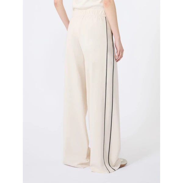Max Mara Godezia Milano-Knit Jersey Wide-Leg Trousers in Ivory | Wide leg pants | Luxury Shoes 