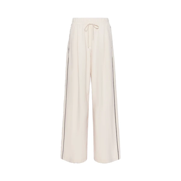 Max Mara Godezia Milano-Knit Jersey Wide-Leg Trousers in Ivory | Wide leg pants | Luxury Shoes 