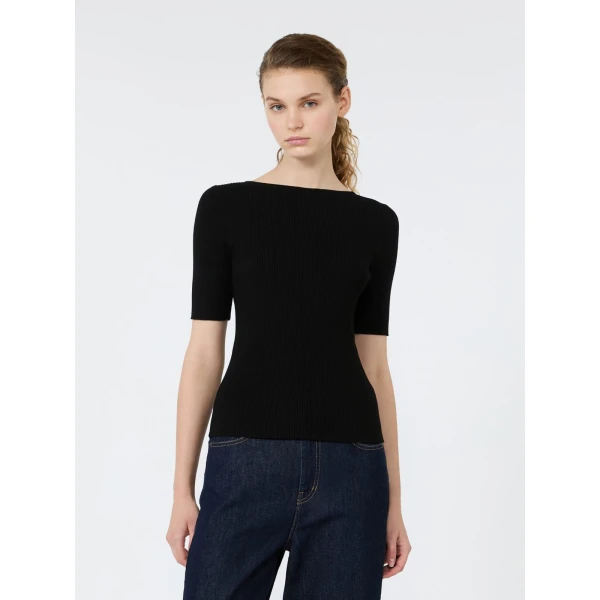 Max Mara Gola Slim Fit Viscose Jumper in Black | Sweaters | Luxury Shoes 