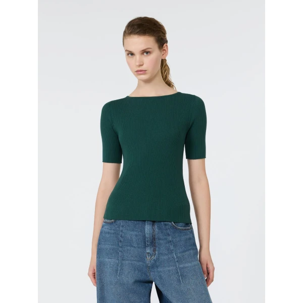 Max Mara Gola Slim Fit Viscose Jumper in Green | Sweaters | Luxury Shoes 