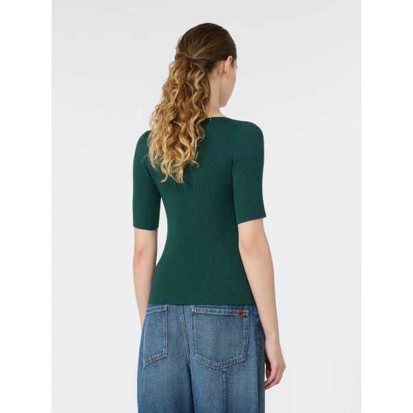 Max Mara Gola Slim Fit Viscose Jumper in Green | Sweaters | Luxury Shoes 