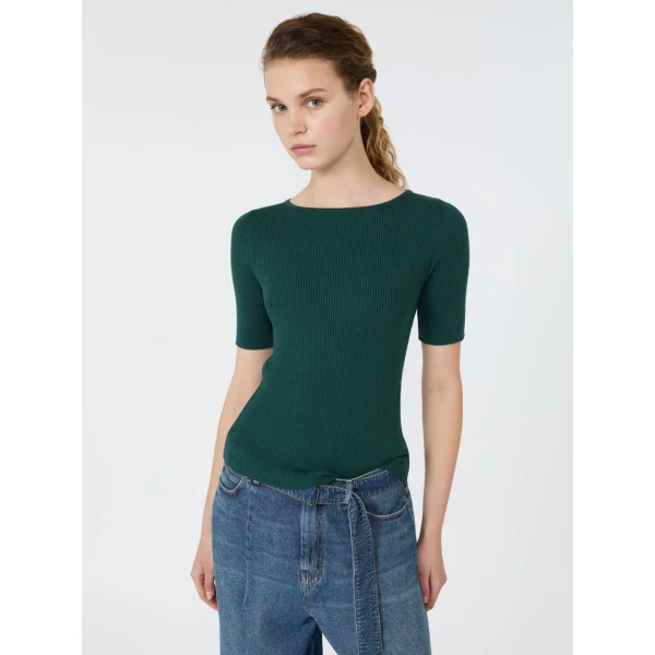 Max Mara Gola Slim Fit Viscose Jumper in Green | Sweaters | Luxury Shoes 