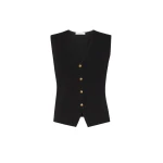 Max Mara Gola Viscose Crepe Yarn Gilet in Black | Sweaters | Luxury Shoes 