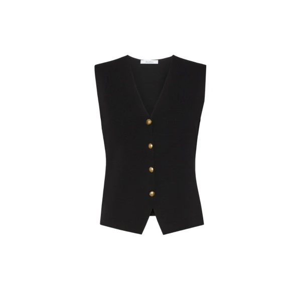 Gola Viscose Crepe Yarn Gilet in Black