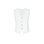 Max Mara Gola Viscose Crepe Yarn Gilet in White | Sweaters | Luxury Shoes 