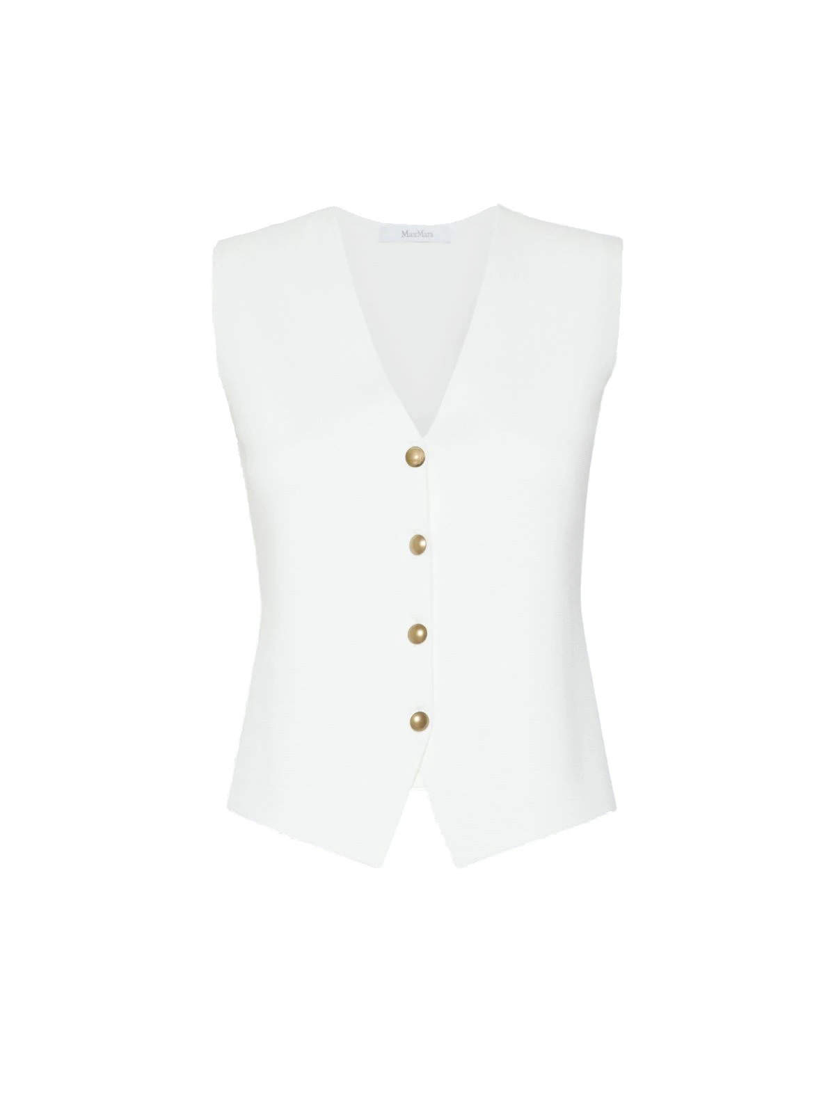 Max Mara Gola Viscose Crepe Yarn Gilet in White Max Mara Gola Viscose Crepe Yarn Gilet in White | Sweaters | Luxury Shoes