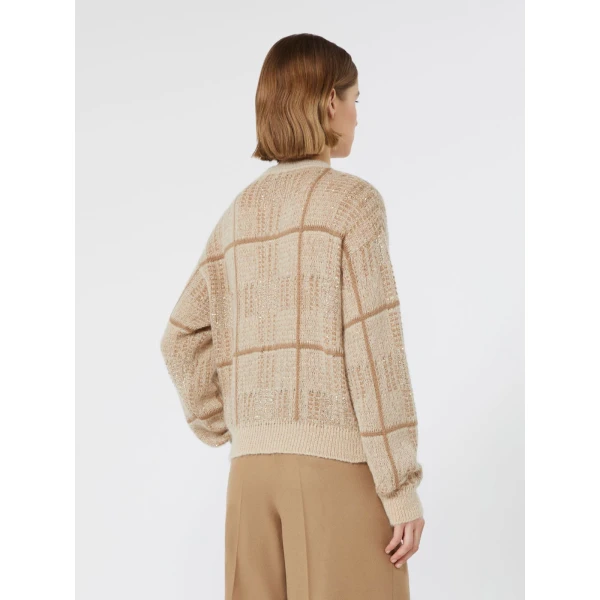 Max Mara Gondola Sequinned Wool, Mohair and Cashmere Sweater in Ecru | Sweaters | Luxury Shoes 