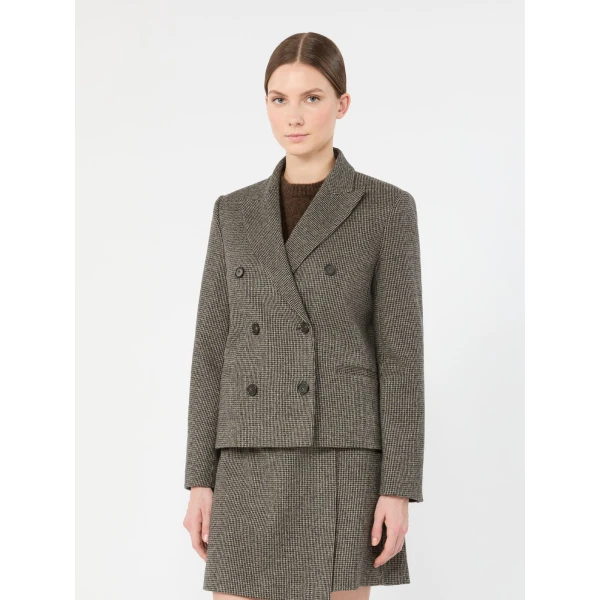 Max Mara Grado Double-Breasted Jersey Jacket in Brown | Blazers | Luxury Shoes 