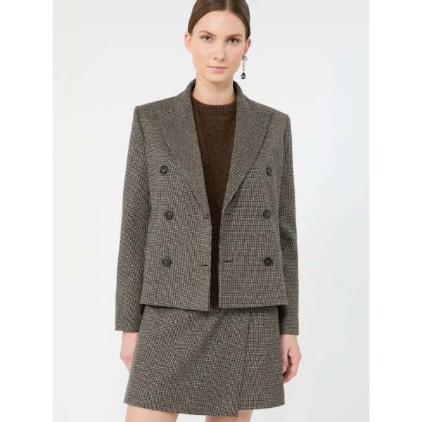 Max Mara Grado Double-Breasted Jersey Jacket in Brown | Blazers | Luxury Shoes 