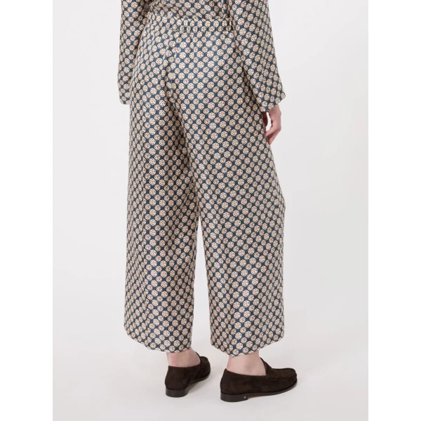 Max Mara Grazia Printed Silk Twill Trousers in Navy | Tailored pants | Luxury Shoes 