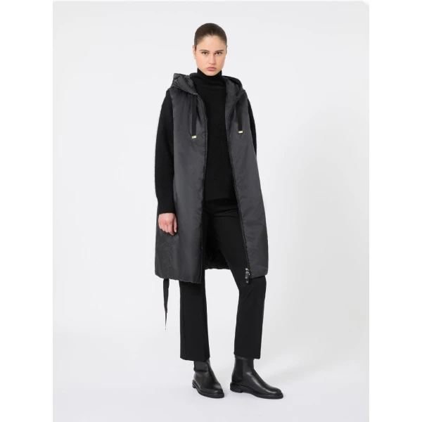 Max Mara Greengi Water-Repellent Canvas Gilet in Black | Vests | Luxury Shoes 