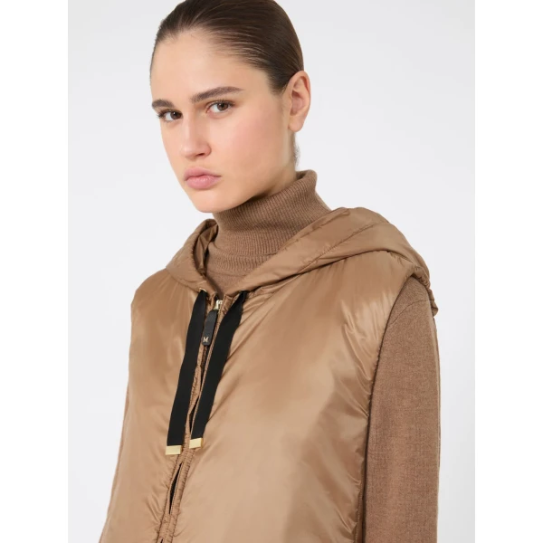 Max Mara Greengi Water-Repellent Canvas Gilet in Caramel | Vests | Luxury Shoes 