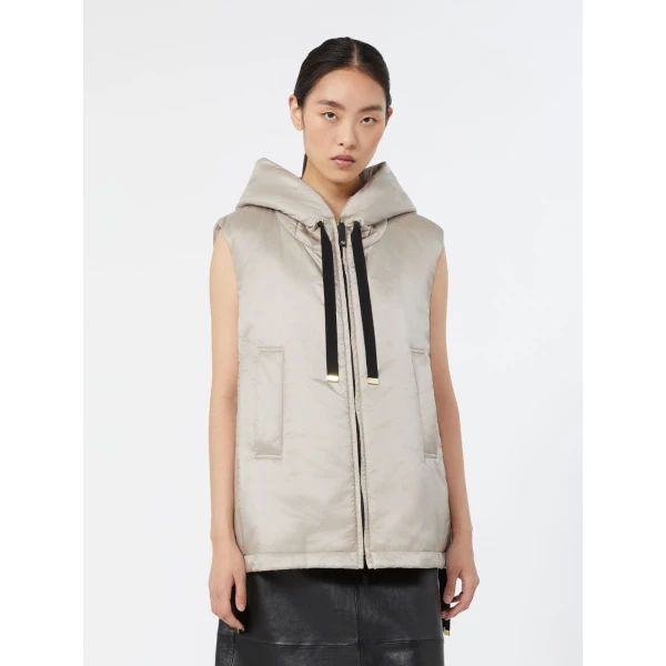 Max Mara Greengo Padded Water-Repellent Hooded Gilet in Beige | Vests | Luxury Shoes 