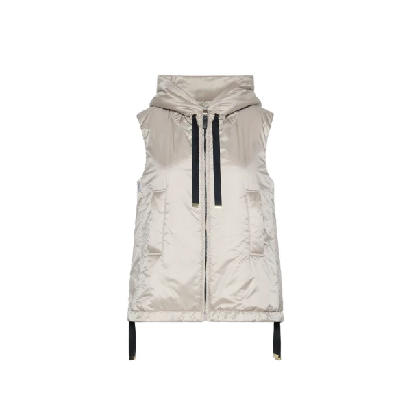 Max Mara Greengo Padded Water-Repellent Hooded Gilet in Beige | Vests | Luxury Shoes 