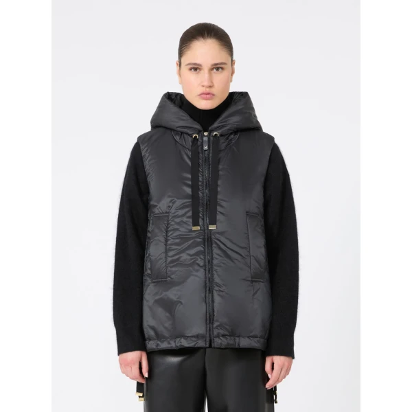 Max Mara Greengo Padded Water-Repellent Hooded Gilet in Black | Vests | Luxury Shoes 