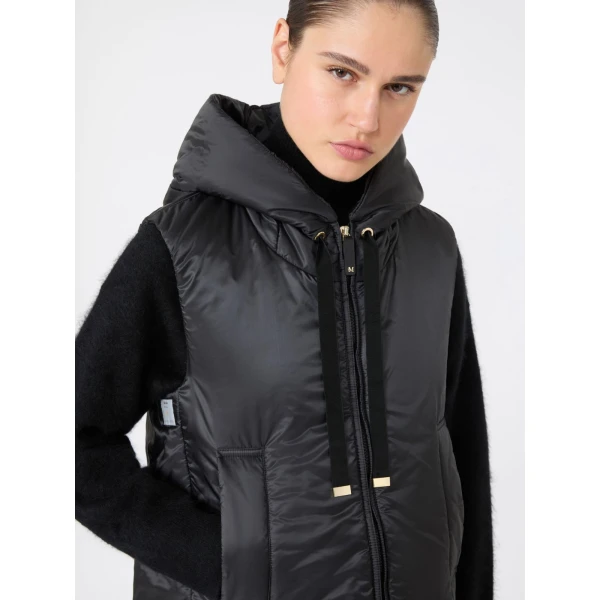Max Mara Greengo Padded Water-Repellent Hooded Gilet in Black | Vests | Luxury Shoes 