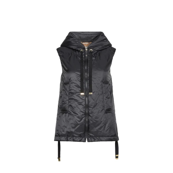 Max Mara Greengo Padded Water-Repellent Hooded Gilet in Black | Vests | Luxury Shoes 