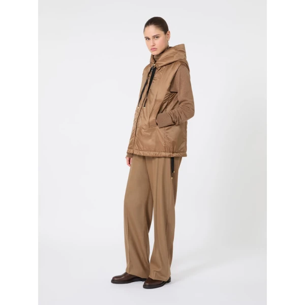 Max Mara Greengo Padded Water-Repellent Hooded Gilet in Caramel | Vests | Luxury Shoes 