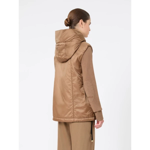 Max Mara Greengo Padded Water-Repellent Hooded Gilet in Caramel | Vests | Luxury Shoes 