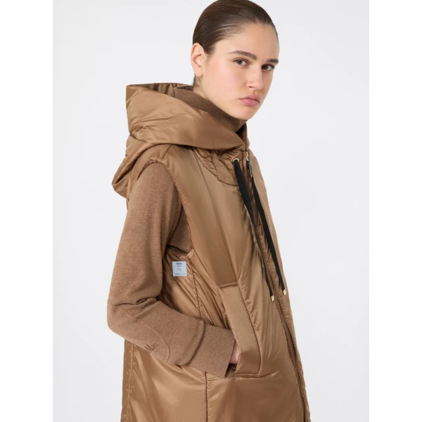 Max Mara Greengo Padded Water-Repellent Hooded Gilet in Caramel | Vests | Luxury Shoes 