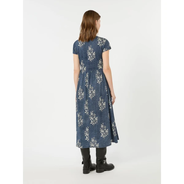 Max Mara Gufo Long Printed Jersey Dress in Navy | Maxi Dresses | Luxury Shoes 